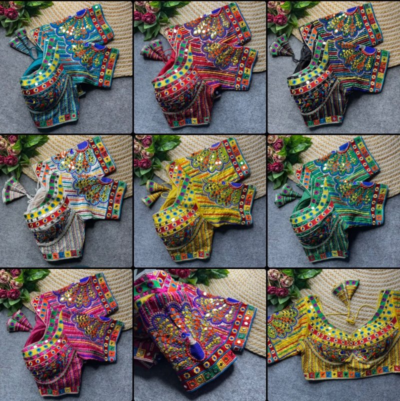 Tew Heavy Italian Soft Silk Multi Thread Work Navratri Blouse